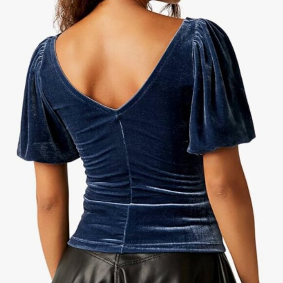 Free People - Blue Velvet Top - Picture 2 of 6